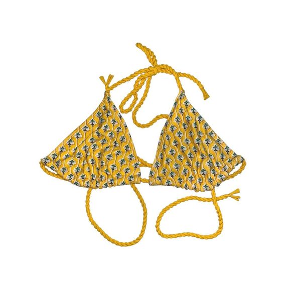 Rhode x Target Women's Dainty Lotus Print Triangle Bikini Top Size Medium Yellow - Picture 2 of 5